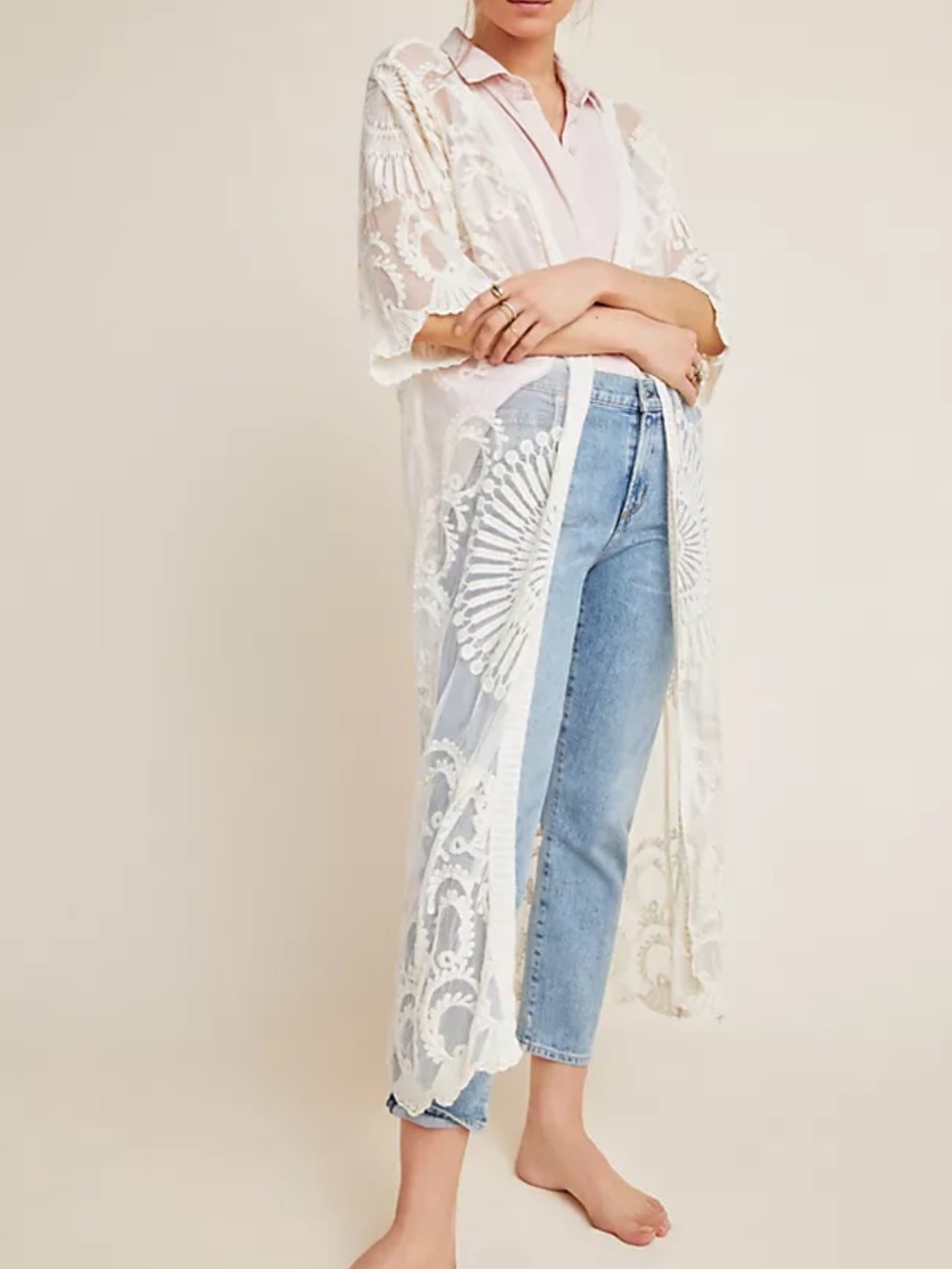 New anthropologie angelica lace duster kimono in burgundy
